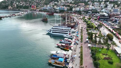 Pirate Harbor aerial view Turkey Alanya 4 K