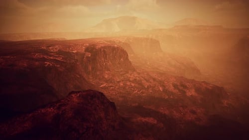 Slow Pan Over Desolate Red Rocky Landscape Motion Background