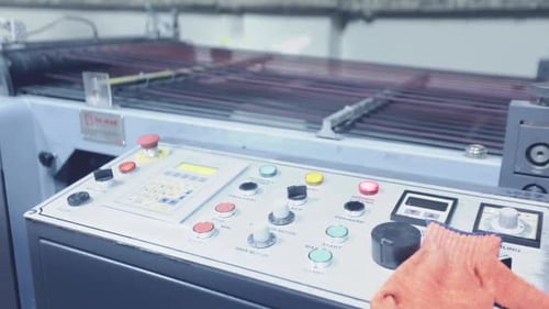 Industrial Machine Control Panel Operation in Factory