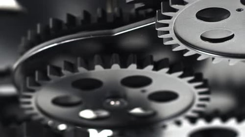 Rotating Gears Turning, Close Up