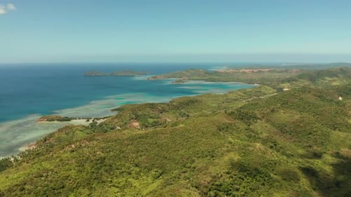 Aerial View of Tropical Coastline Landscape