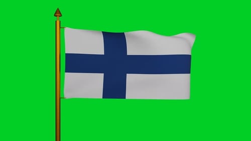 Waving Finnish Flag on Green Screen