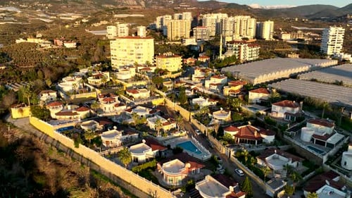 Ferienhauskomplexe, Luftbild, 4 K, Türkei, Alanya