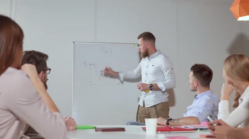 Business Partners Are Examining Charts of Sales in Meeting