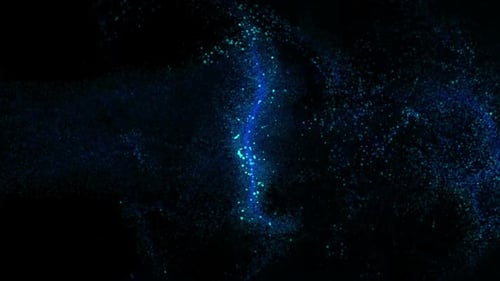 Abstract Glowing Blue Green Particle Animation Background