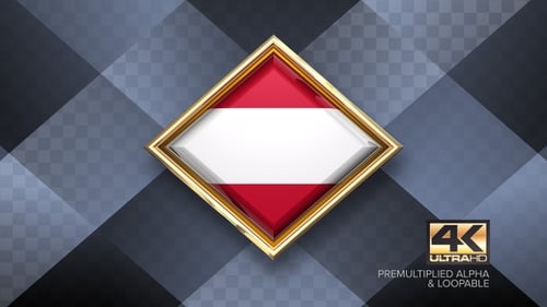 Rotating Golden Diamond Emblem With Glossy Flag