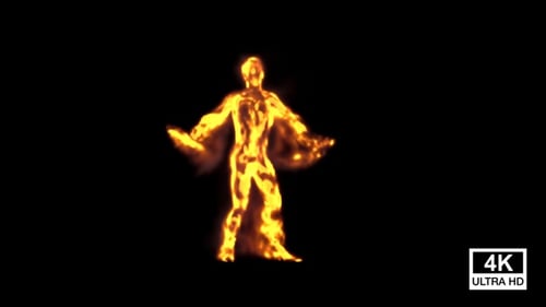 Fiery Human Figure 3D Rotation Loop