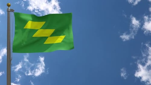 Green Flag with Yellow Z Symbol Waving Animation
