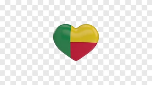 Modern 3D Rotating Heart with Benin Flag Colors