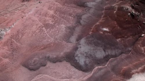 Flying over color desert terrain in the desert