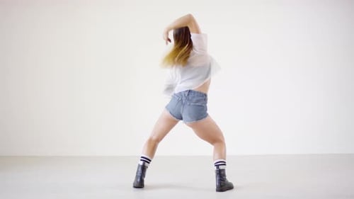Professional Female Dancer Masterly Performing Dancehall in Studio