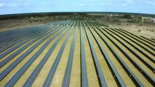 Top View of a Solar Power Station Renewable Energy Solar Panels