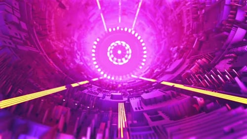 Futuristic Neon Tunnel Hyperspace Travel Abstract Background