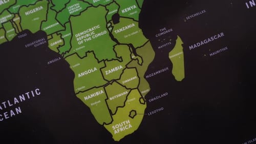 Continent of Africa Displayed on World Map