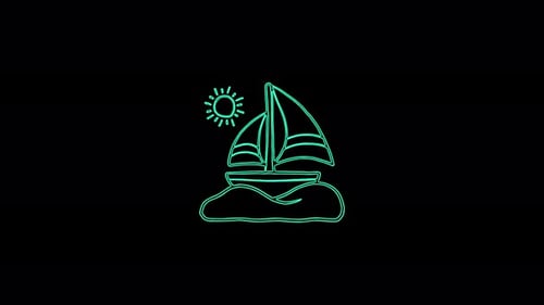Neon Line Art Sailboat Icon Reveal Animation