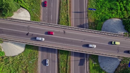 Heavy Traffic on Highway Multilevel Junction Road with Moving Cars