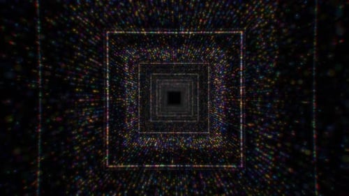 Modern Multicolor Particle Abstract Square Tunnel Looping Background