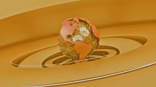 Modern Gold 3D Earth Globe Rotation Background