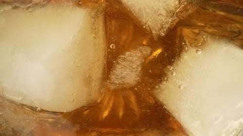 Close Up of Ice Cubes in Refreshing Drink