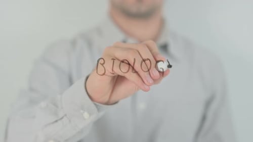 Writing Biology on Transparent Surface with Marker