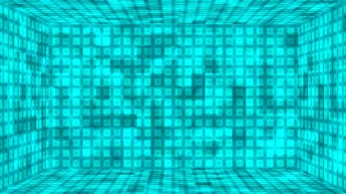 Dynamic Blue Square Grid Abstract Tunnel Animation