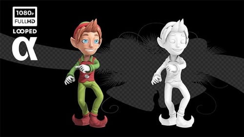 Funny Dancing Christmas Elf Character Looped Animation