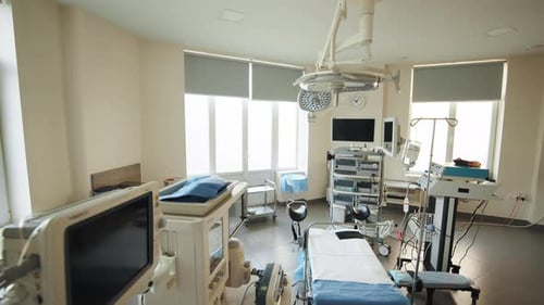 Empty Operating Room with Modern Medical Equipment