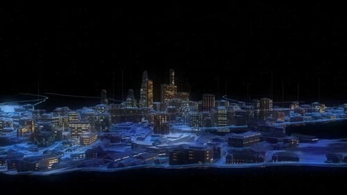 Futuristic Smart City Data Network Loop Animation