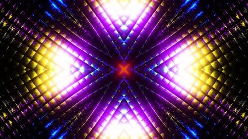 Neon glowing kaleidoscope. Looped animation