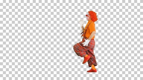 Lustiger Clown rennt vor jemandem davon, Alpha Channel
