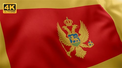Montenegro Flag Waving in Realistic Fabric Motion Loop