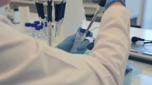 Pipette Transferring Fluid in Medical Laboratory