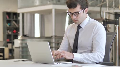 Cough Sick Businessman Coughing in Office
