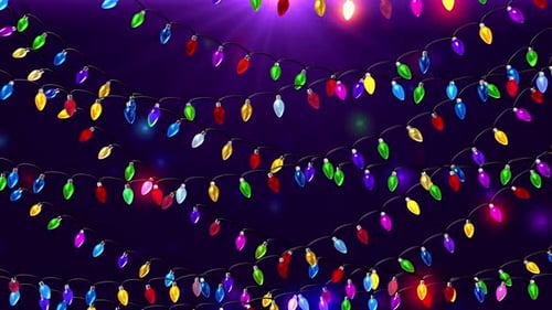 Animated Twinkling Holiday String Lights Festive Loop Background