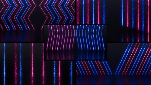 Dynamic Blue Pink Neon Light Patterns Motion Background