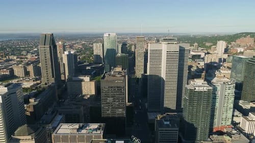 Aerial of buildings in Downtown Montreal