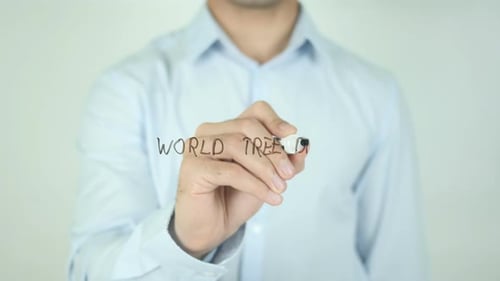 Man Writes World Tree Day Message on Surface
