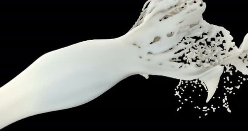 Stream of Milk in 3d Style on Black Background.