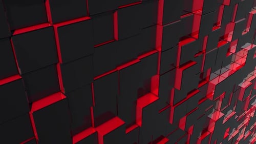 Dynamic Red And Black Glowing Cube Wall Background
