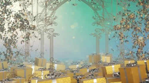 Elegant Golden Gift Boxes Festive Celebration Background Loop