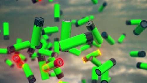 Gebrauchte Alkalibatterien in der Luft 4k