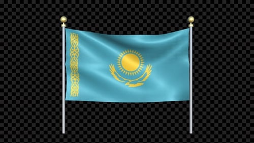 Waving Flag of Kazakhstan Animation with Alpha Channel