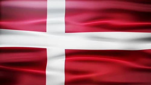 Realistic Danish Flag Waving in Seamless Loop