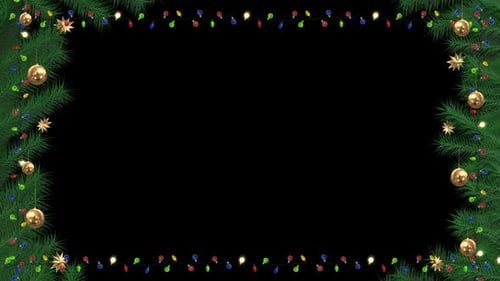 Festive Christmas Garland Frame with Blinking Lights