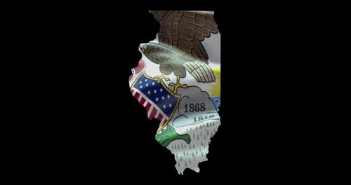 Hintergrund mit wehender Flagge des Bundesstaates Illinois. Alpha-Kanal