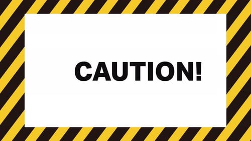 Animated Caution Warning Message with Flat Design Stripes