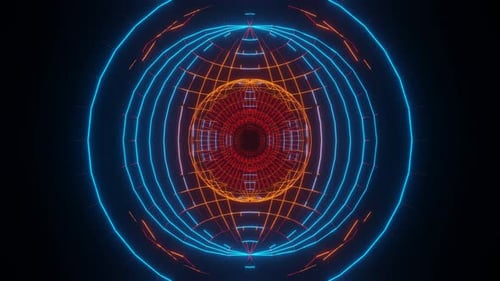 Endloser futuristischer Weltraumtunnel mit Neonlichtern