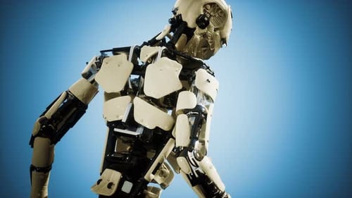 Futuristic Android Robot Walking 3D Animation