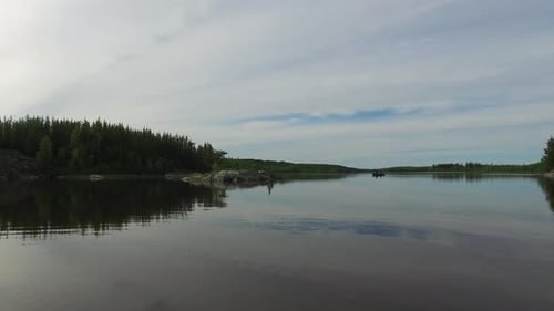 Scenery with lake surrounded by forest