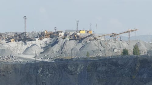 Industrial Rock Quarry With Mining Equipment